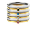 December birthstone colour titanium steel ring with engraved geometric pattern in superimposing design