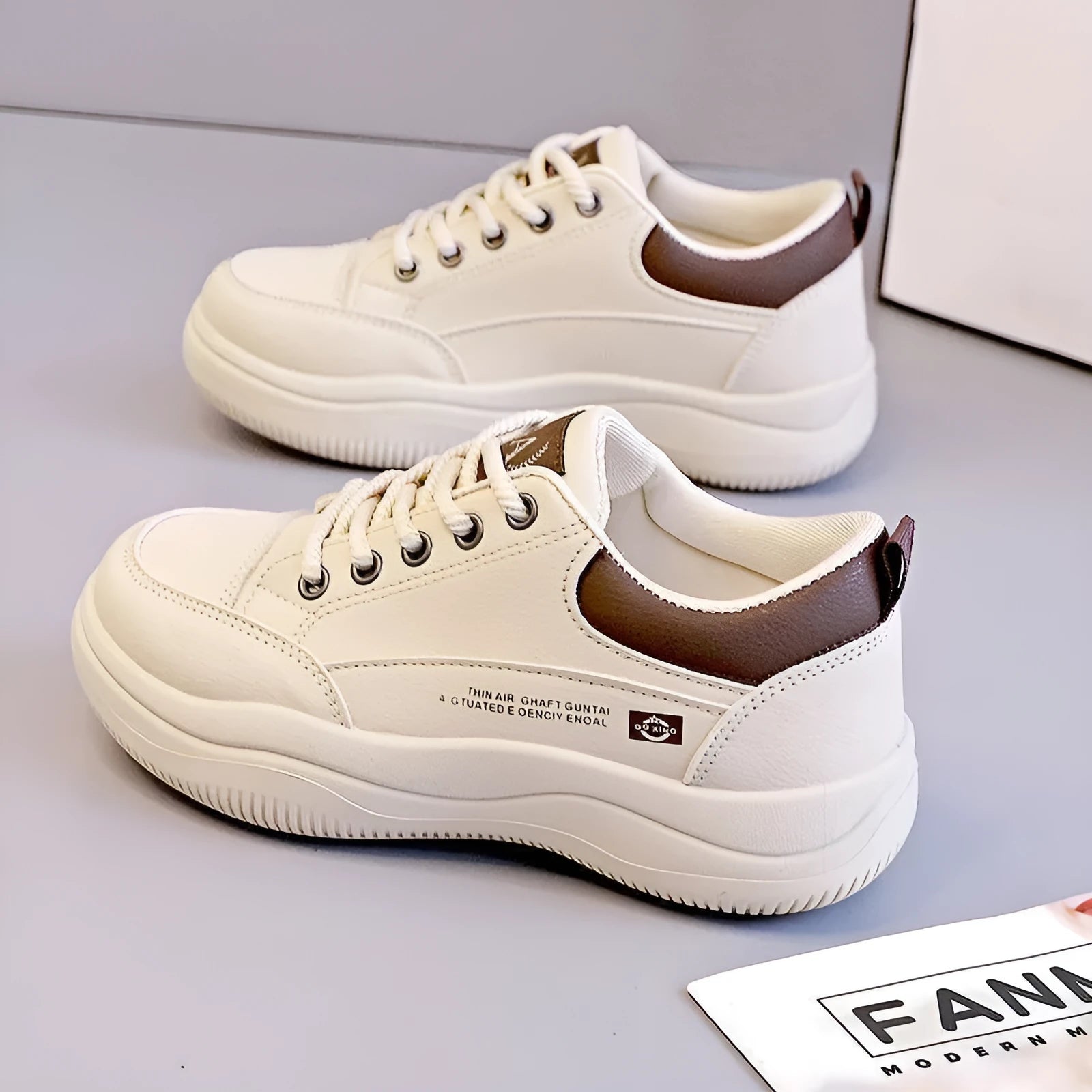 Women's white Korean-style pumps with cross straps, round toe and mid-heel