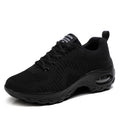 Red women's mesh sneakers with front lace-up and round toe design