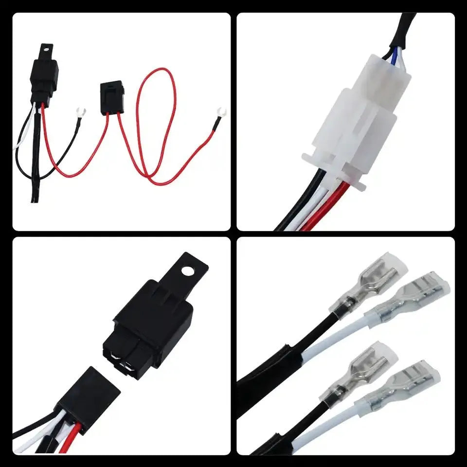 One drag two LED work light wiring harness with 2 metre silicone cable for automobile roof spotlight modification