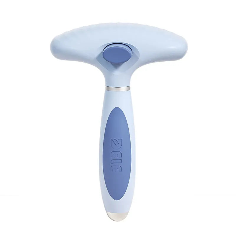 Stainless steel double row dog grooming comb in Azure Light Blue colour