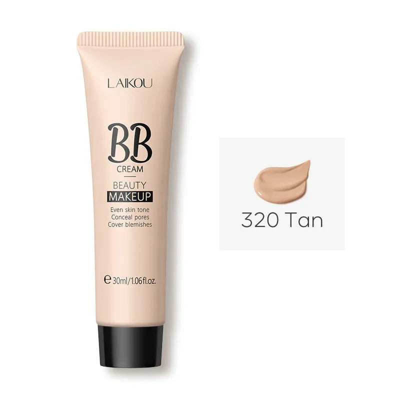 30ml tube of BB cream in one of nine shades, including Ivory White, Brightening, and Chocolate.