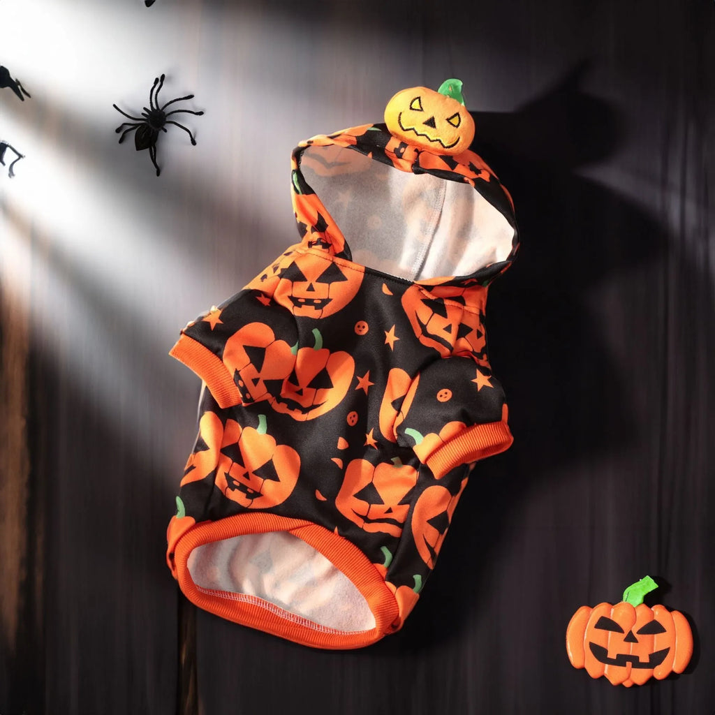 Wansheng orange pumpkin pet sweater for dogs and cats in polyester fabric