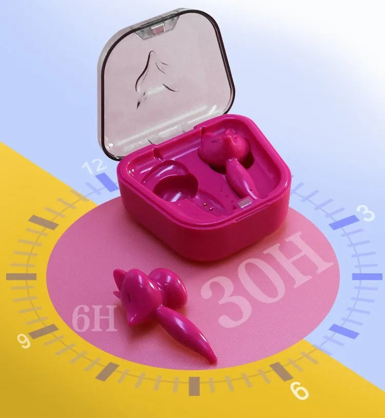Cartoon fox Bluetooth wireless headset in red with double stereo earbuds