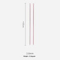 Set of lengthened crochet hooks with end caps displayed in sizes from 2.0mm to 10.0mm.