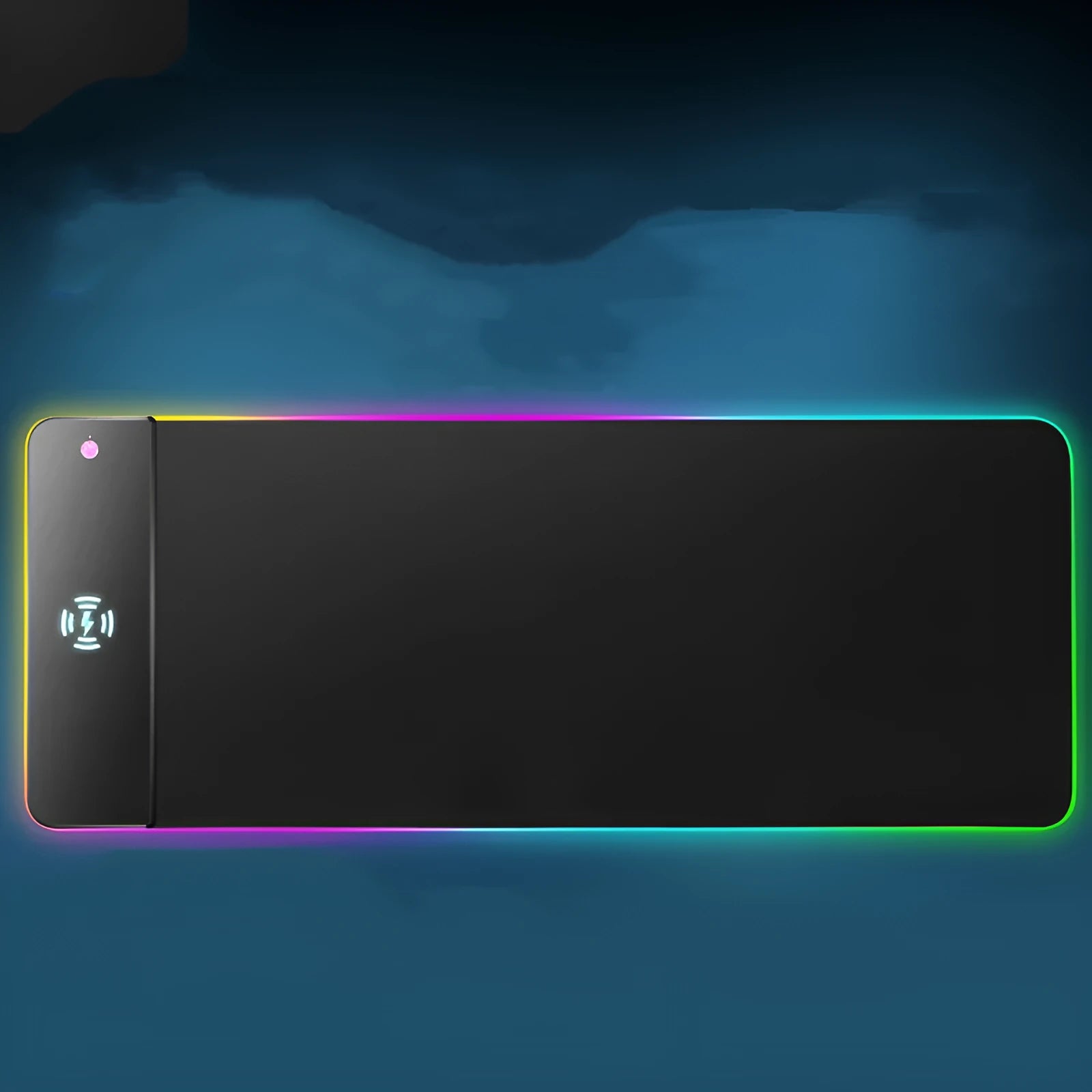 Wireless charging RGB luminous mouse pad 300x800x4mm with rubber base and cloth surface