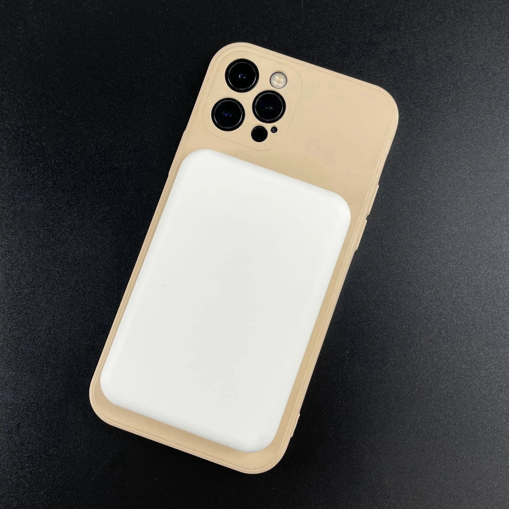 White magnetic wireless charging power bank with 5000mAh capacity showing compact dimensions