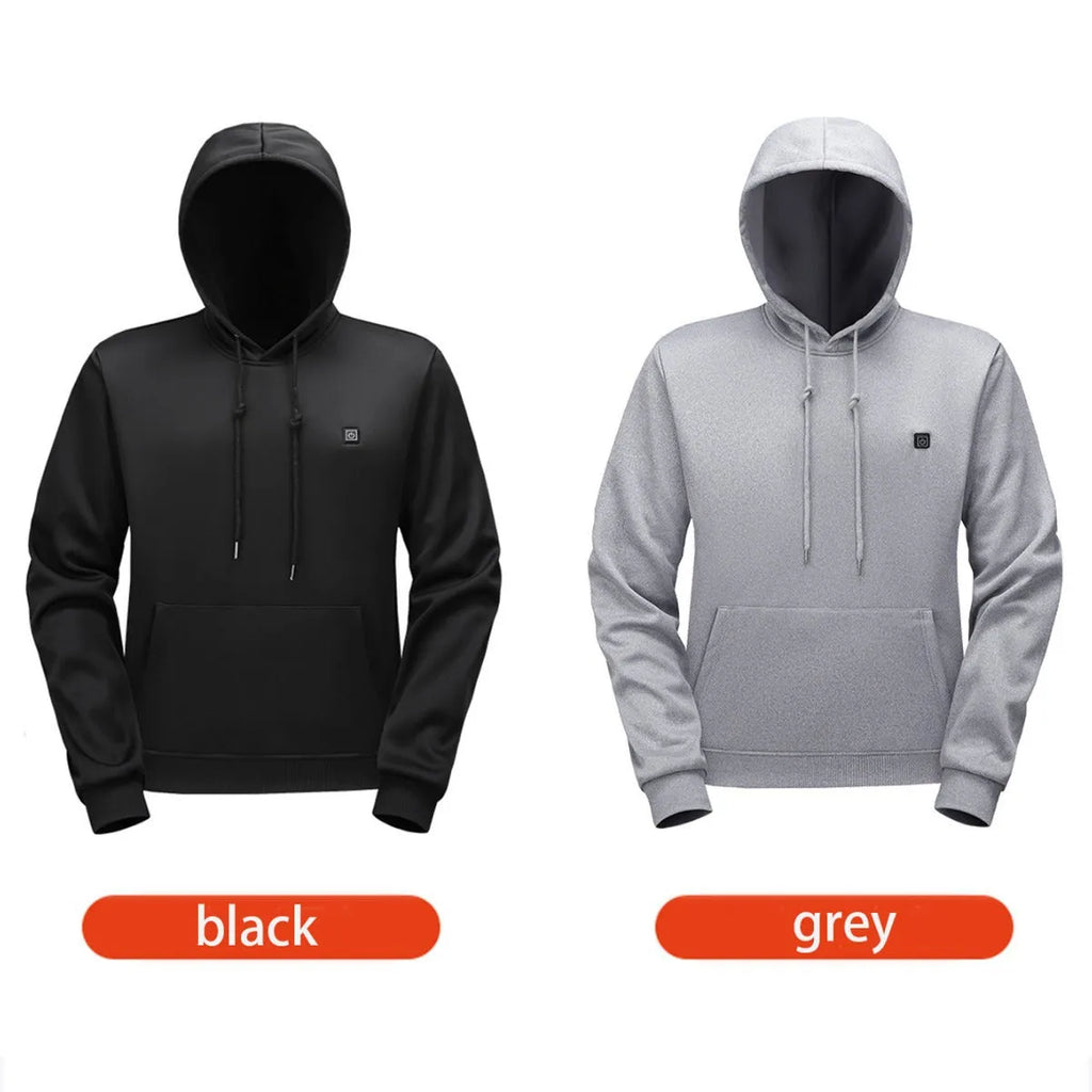 Men's hooded heating sweater black zone 5 cardigan with zipper pockets slim fit long sleeve