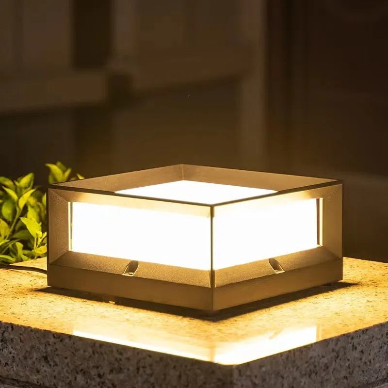 Aluminium outdoor solar LED pillar light for wall or door mounting.
