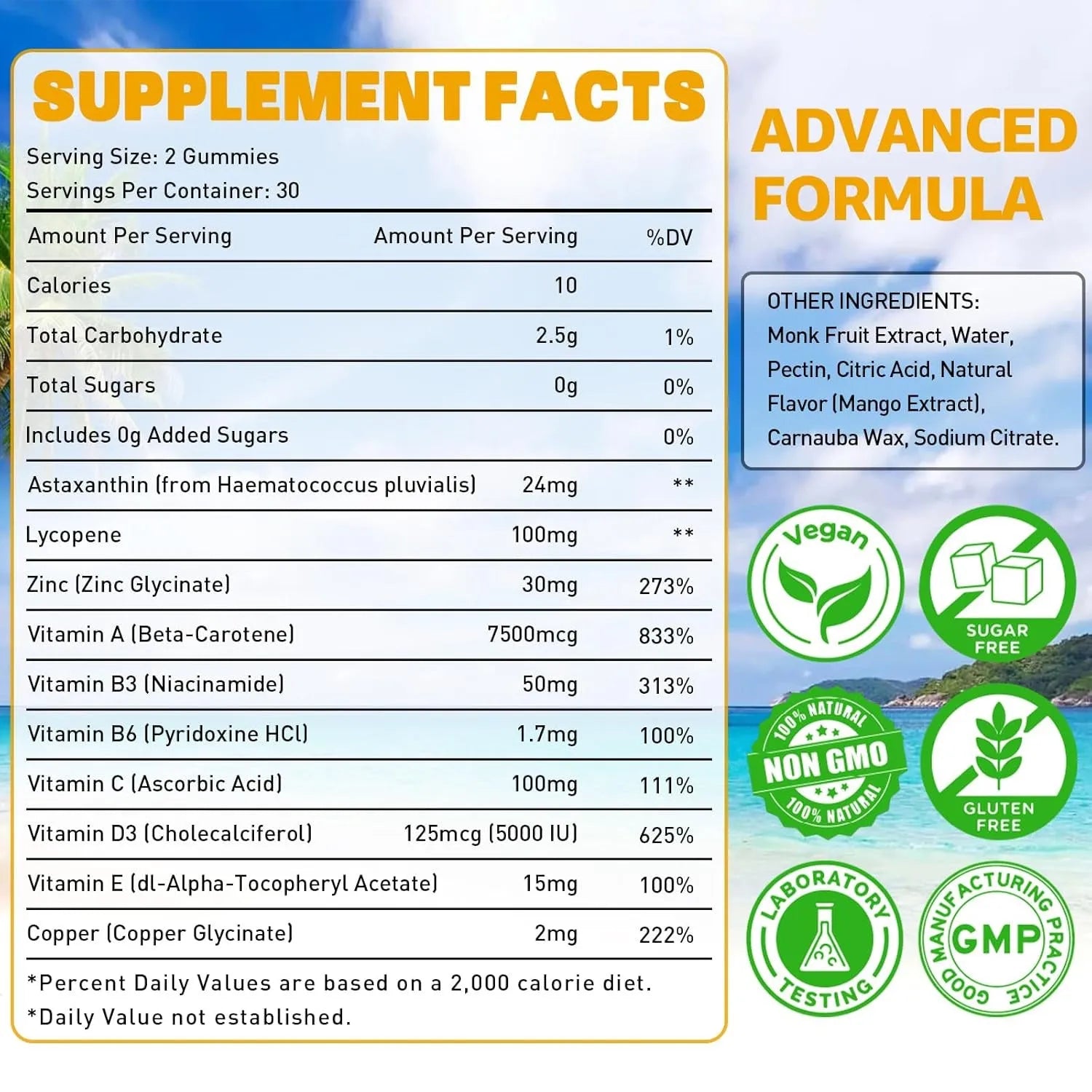 60 pieces of tanning gummy candies with TUDCA supplement in packaging