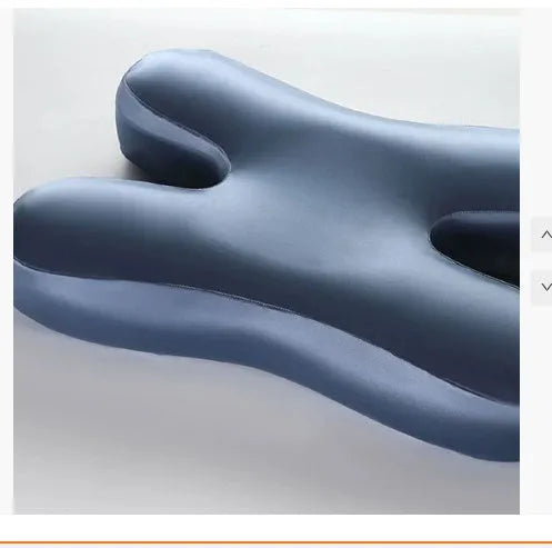 Purple memory foam side sleeping pillow 58x40cm on a bed