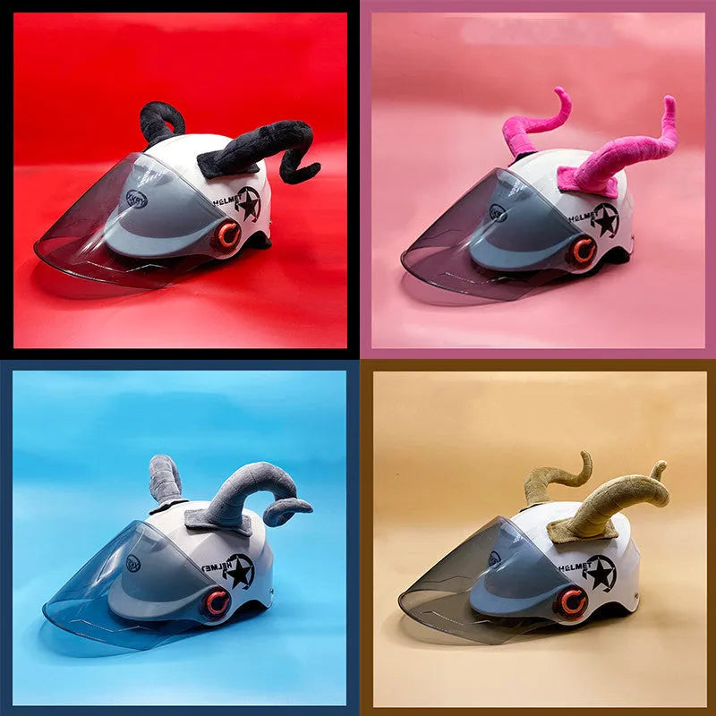 Motorcycle helmet demon horn decorations in four colour options for full helmet customization
