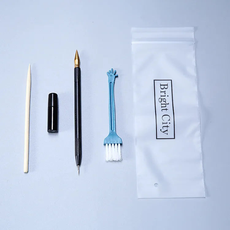 Scraping painting tool set with healing pen, small 14.5cm scraper, white card paper, and photo frame display accessories