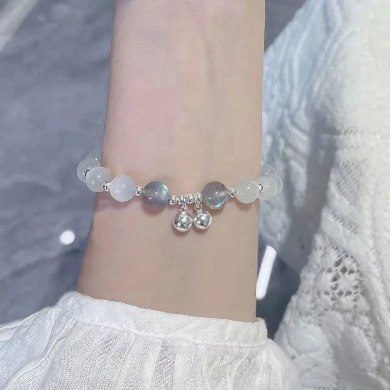 Chinese style bamboo leaf glass bracelet for women with a bamboo joint design.