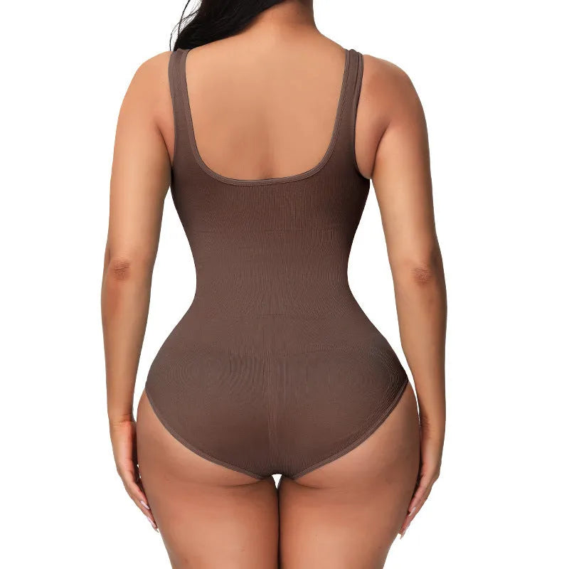 Nylon seamless women's bodysuit for waist support and shaping in various colours.