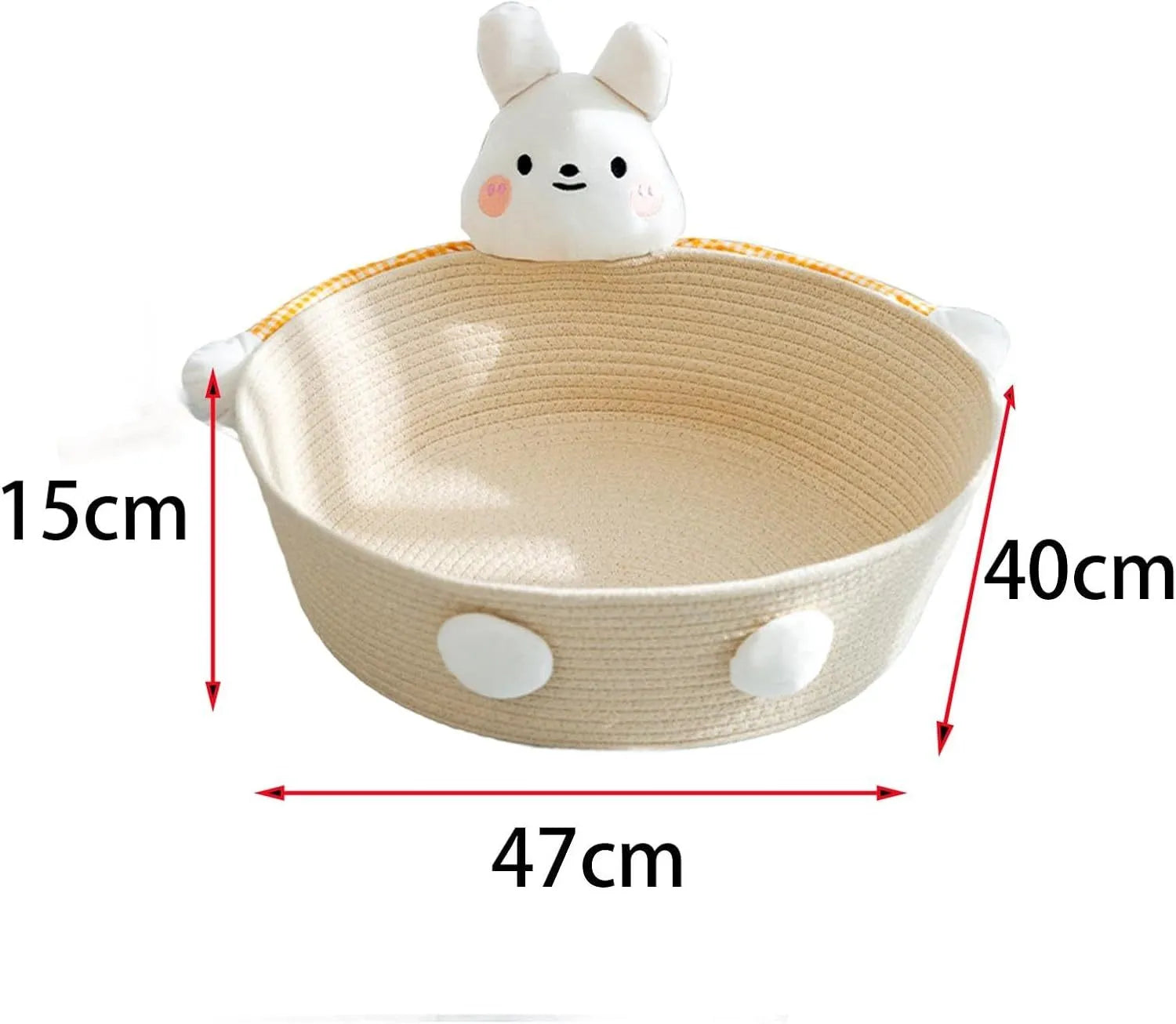 Woven cotton rope cat bed with scratch board in basket design for indoor pets