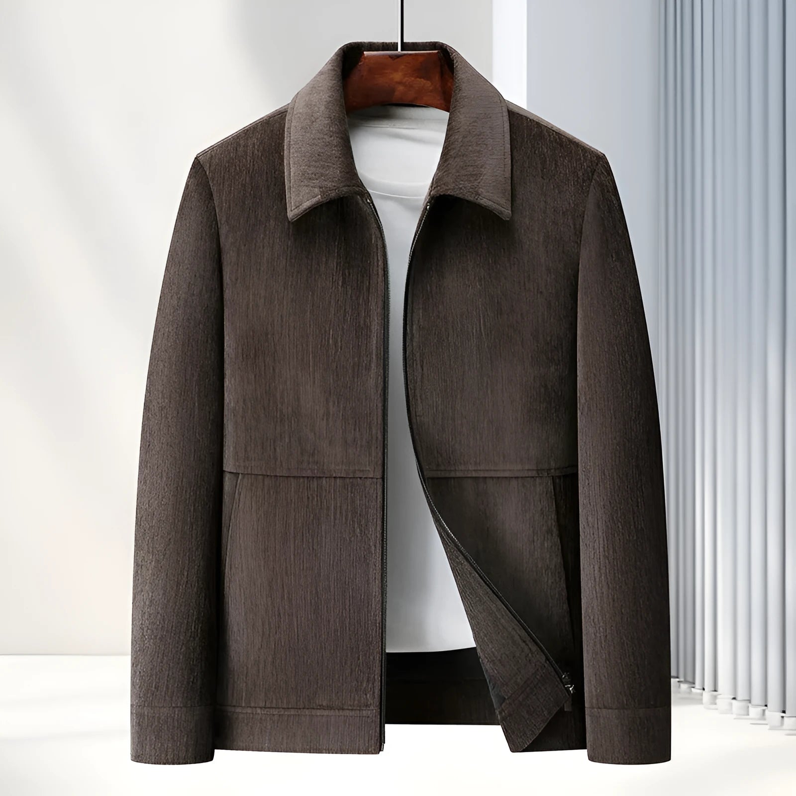 Men's lapel casual coat in Vinylon fabric with slim fit design available in multiple colours
