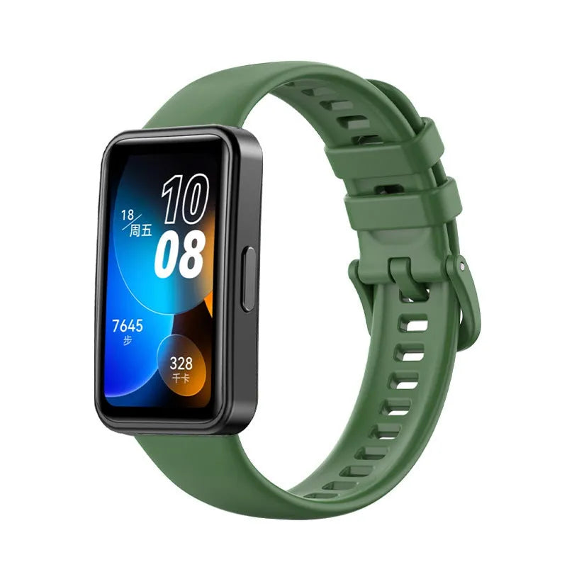 Huawei silicone bracelet watch strap in black, one of eleven colour options