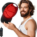 Black red light therapy cap for hair growth with infrared LEDs