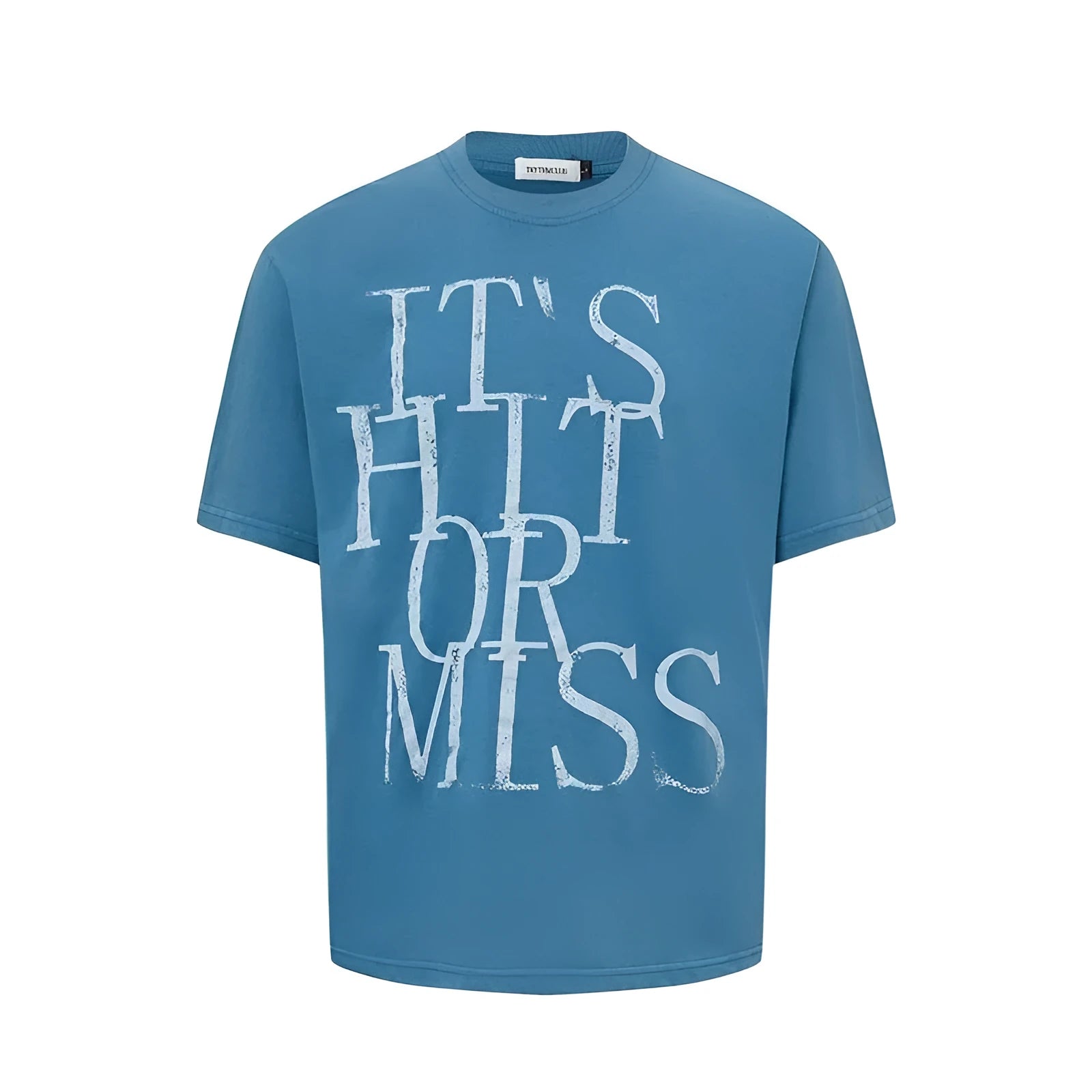 Men's white American letter print cotton blend t-shirt with loose fit pullover style