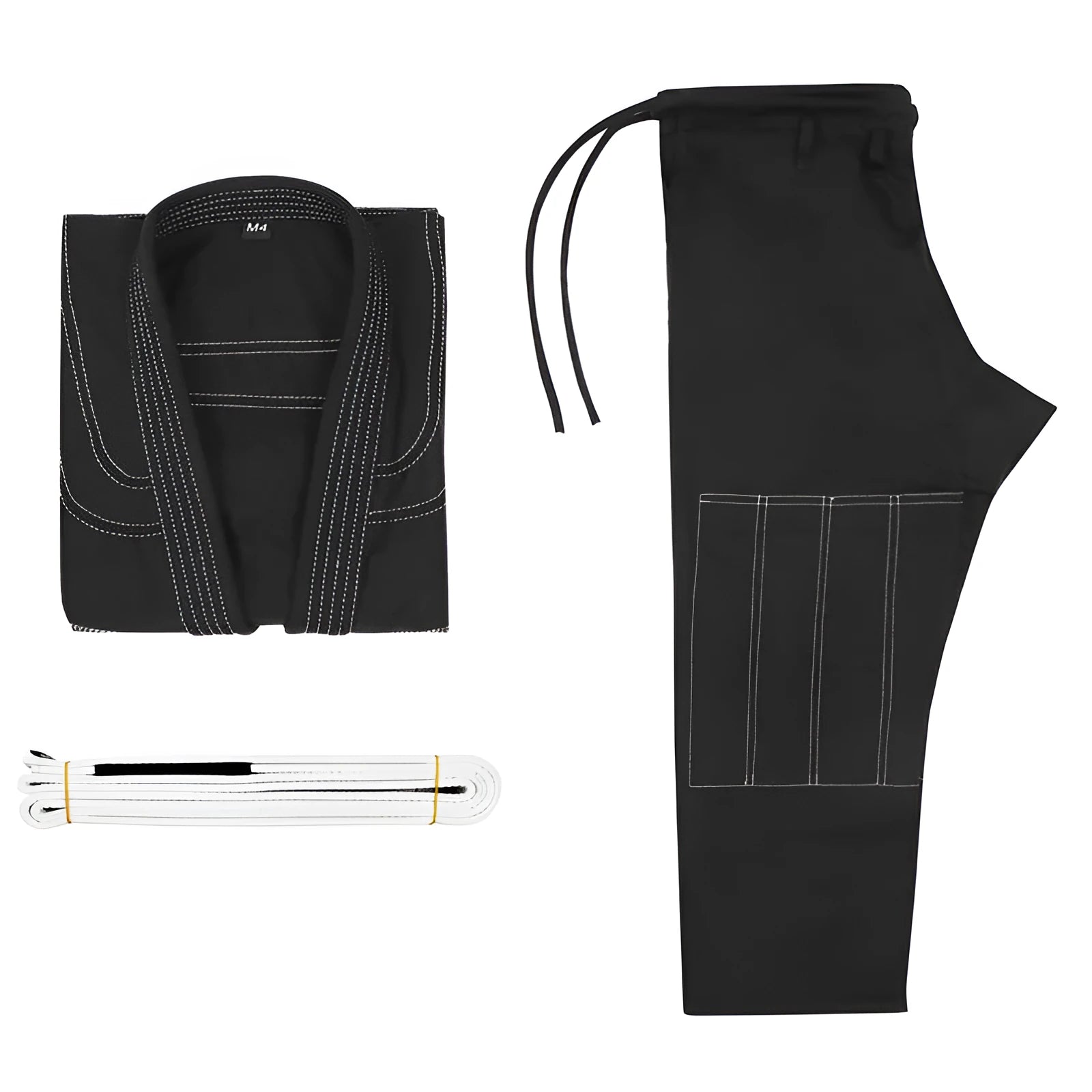 Brazilian Jiu-jitsu training clothing set in cotton blend fabric showing top and trousers