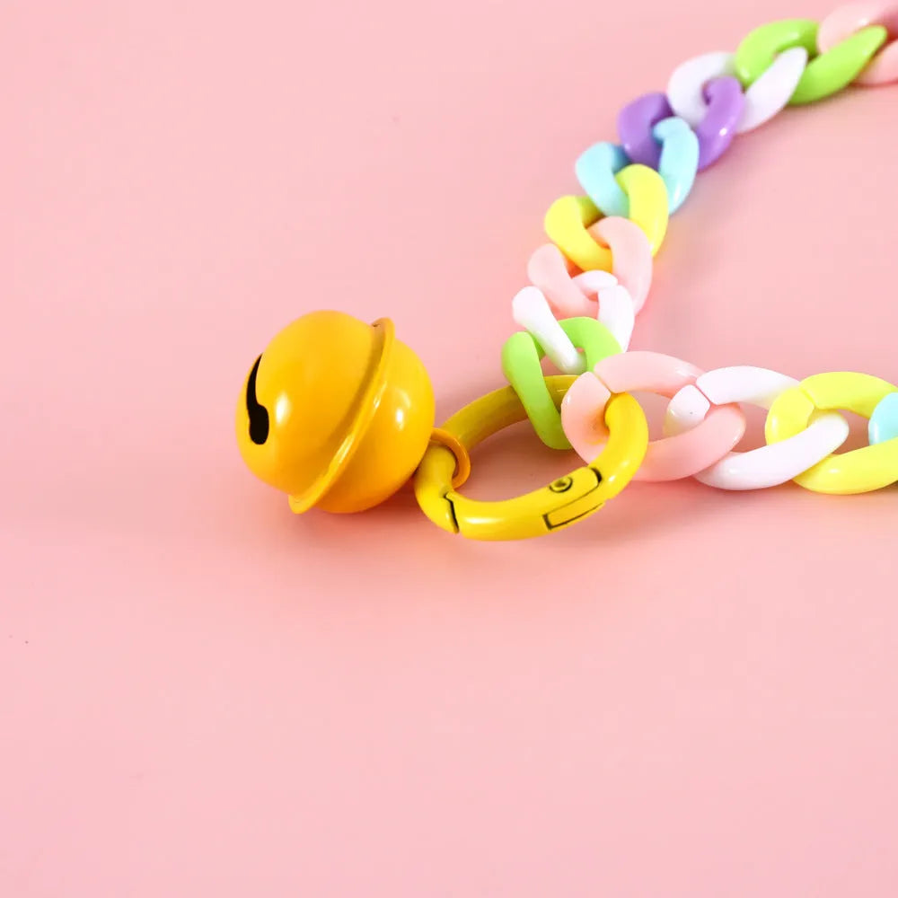 Macaron candy colour plastic pet collar for cats dogs rabbits on a white background