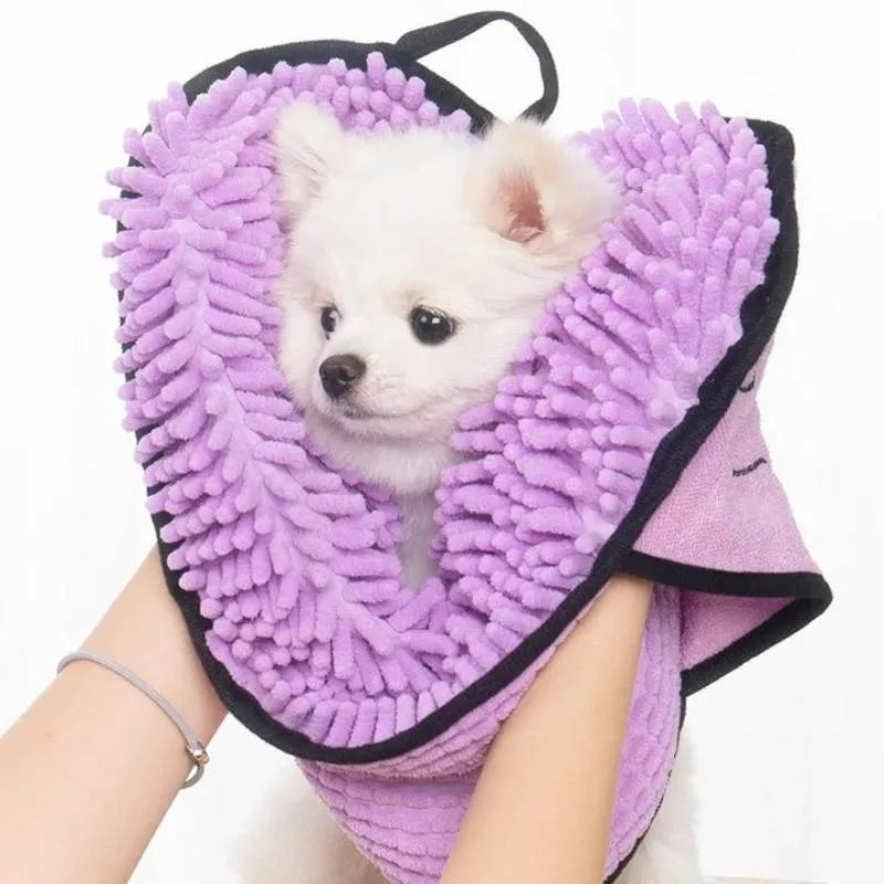 Blue pet bath towel measuring 62 by 23 cm for drying dogs and cats