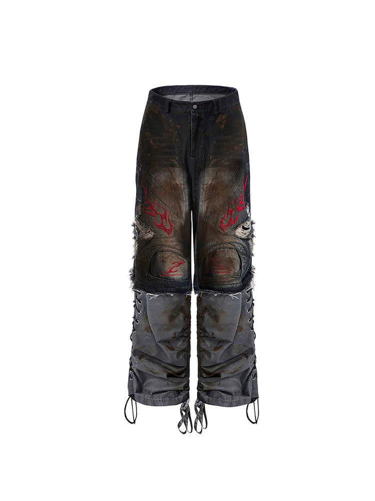 Men's retro jeans with detachable trousers legs in wide leg denim