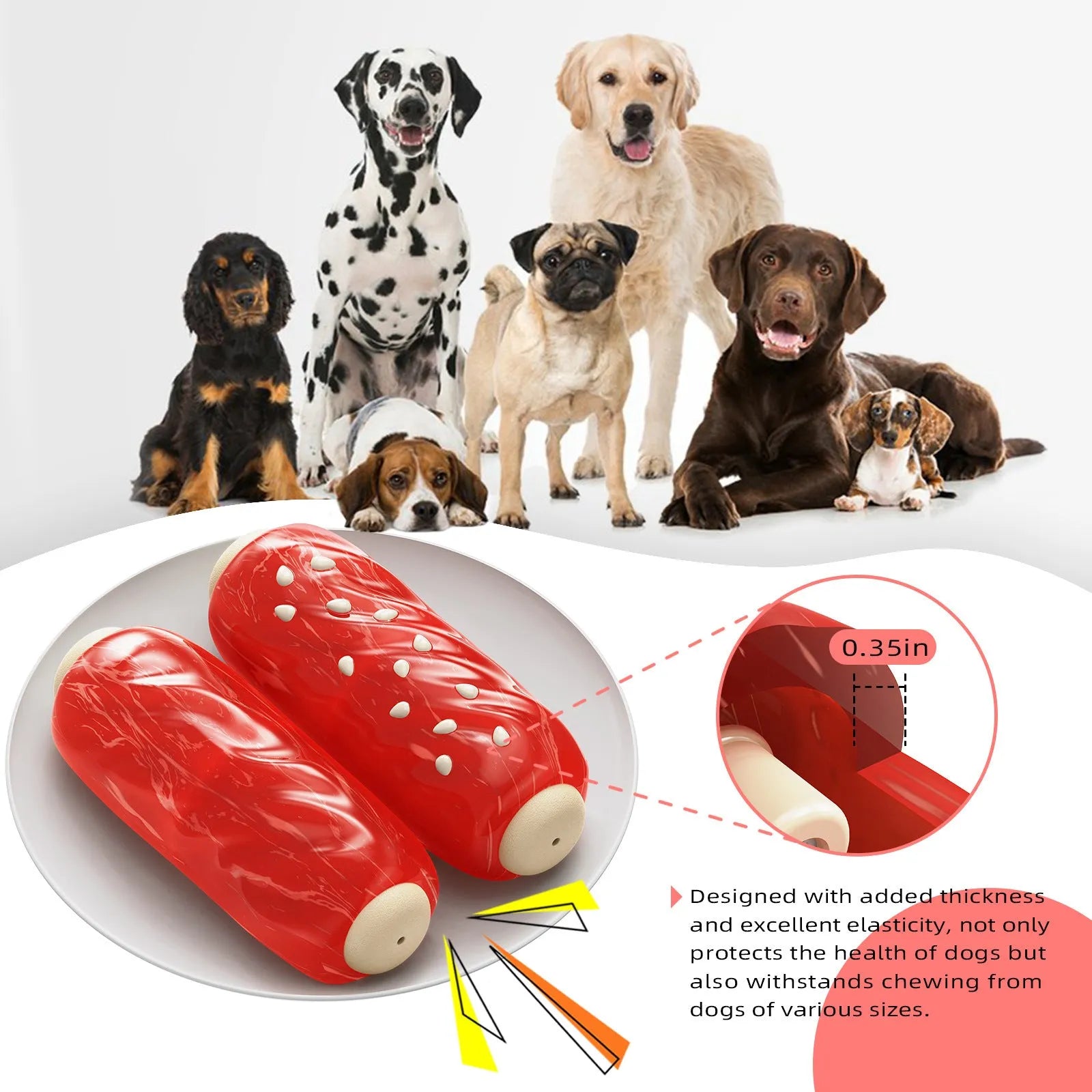 Primary colour plastic glue toothbrush-shaped dog chew toy with molar rod design
