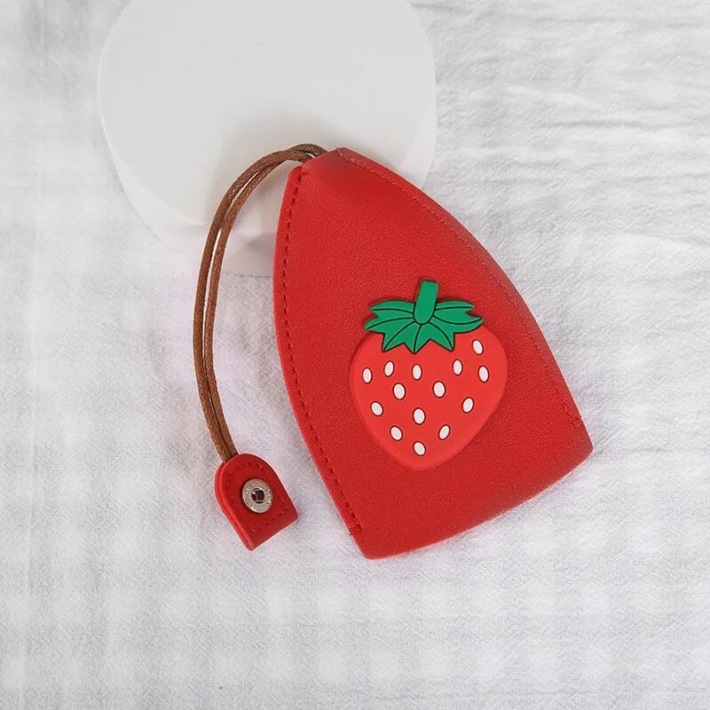 Cartoon design pull-out car key case in PU leather with removable decorative cover