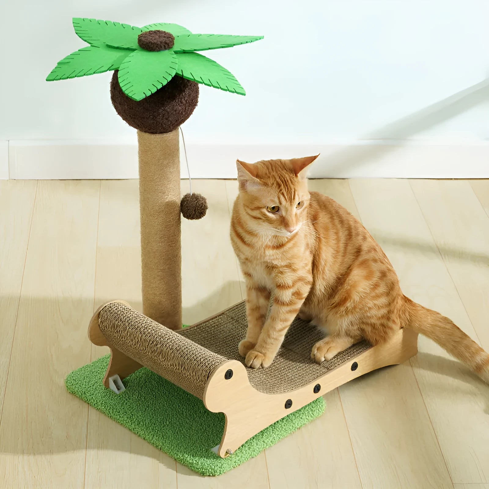 Wooden beach chair style cat climbing frame with scratch board and pet nest