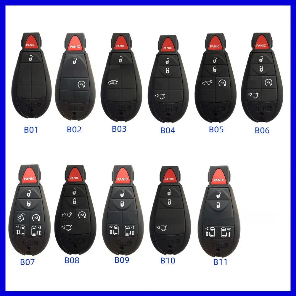 Dodge car key fob replacement shell in ABS brass and nylon, dimensions 85mm by 42mm by 15mm.