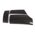 Three black ABS protective covers with a diagonal carbon fibre pattern for a car armrest box