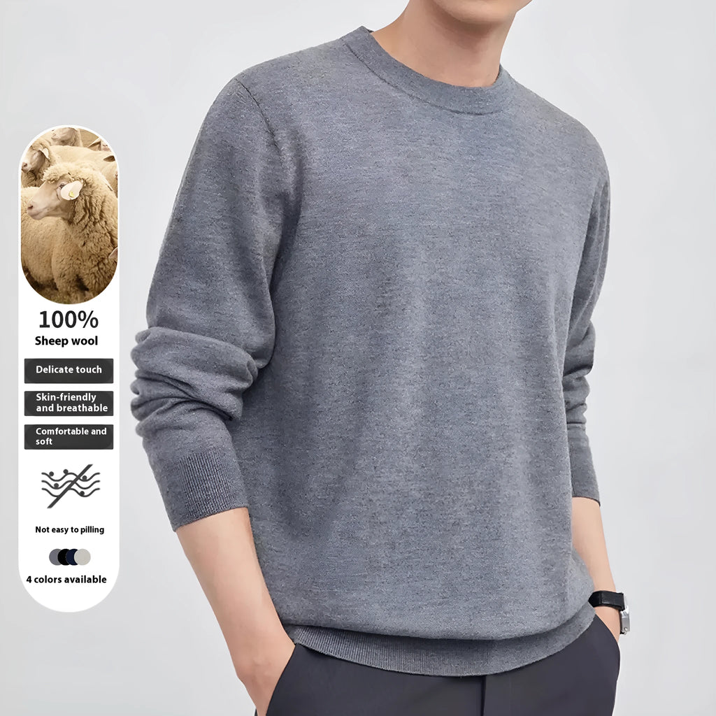 Men's regular fit standard wool pullover sweater in four colour options