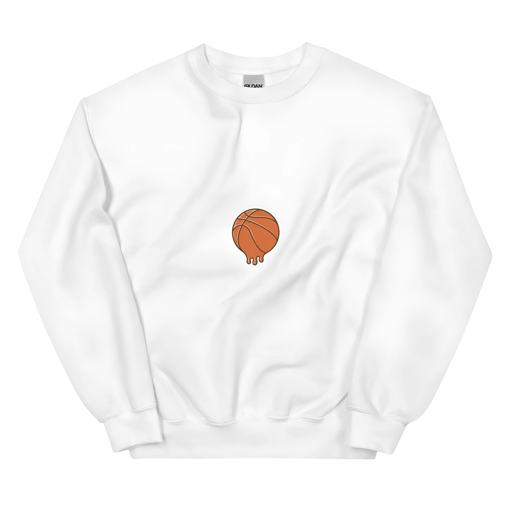 White printed letter fleece hooded sweatshirt with side seam pockets in loose fit pullover style