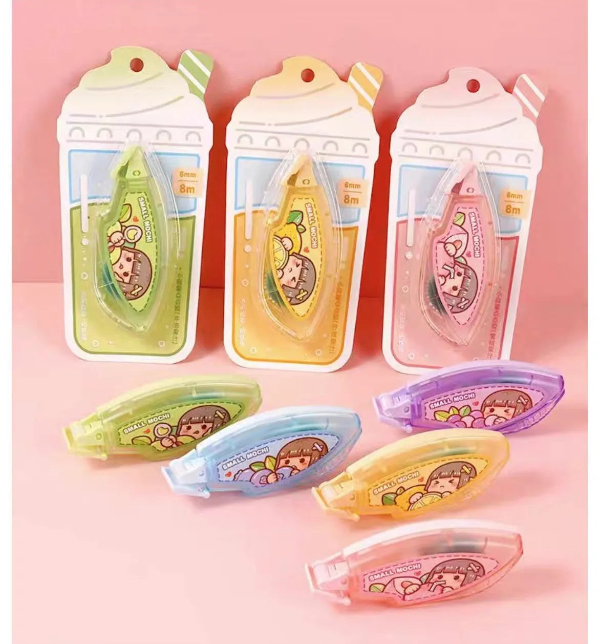 Dotting glue dispenser in juice colours with traceless double-sided adhesive for paper crafts