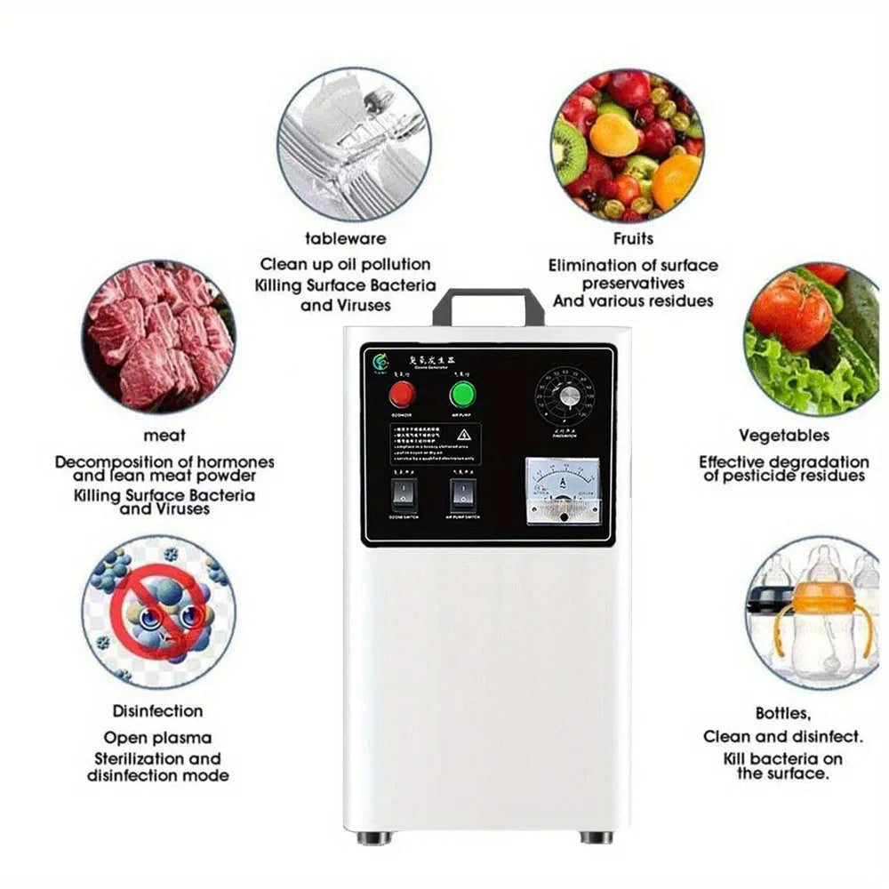 Commercial ozone generator for fruit and vegetable treatment with air-cooled system