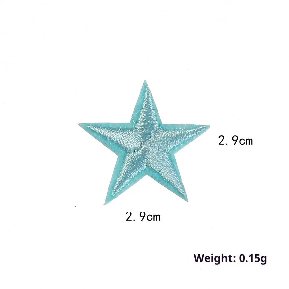 Five-pointed star embroidery label cloth stickers in assorted colours for clothing decoration