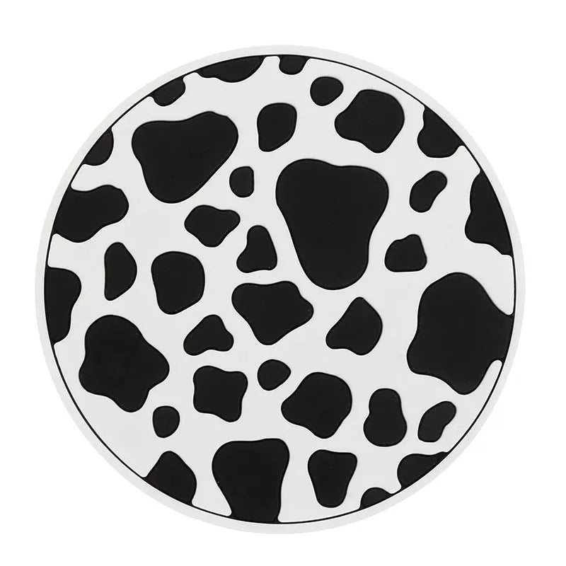 PVC car cup holder mat coaster in black and white checkerboard pattern for interior protection