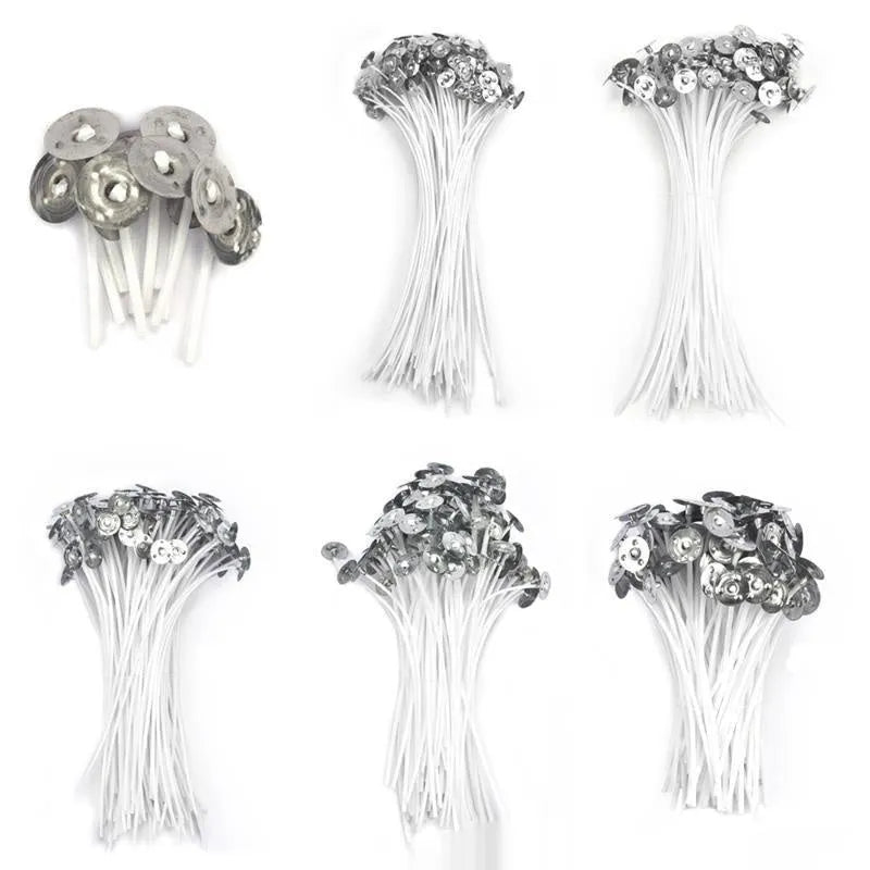 White cotton candle wicks in 2.6cm, 6cm and 8cm lengths for DIY candle making projects