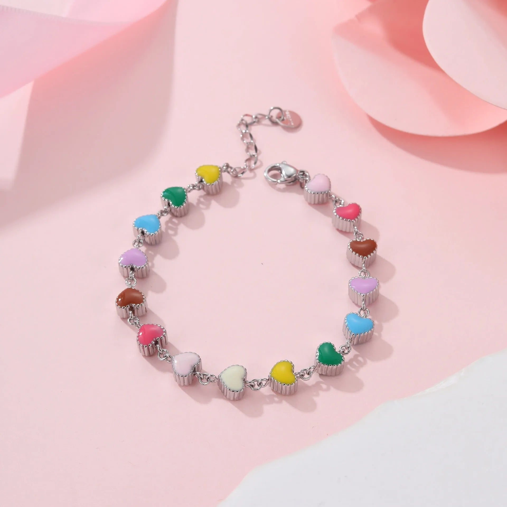 Gold and steel colour heart-shaped titanium steel bracelet for women