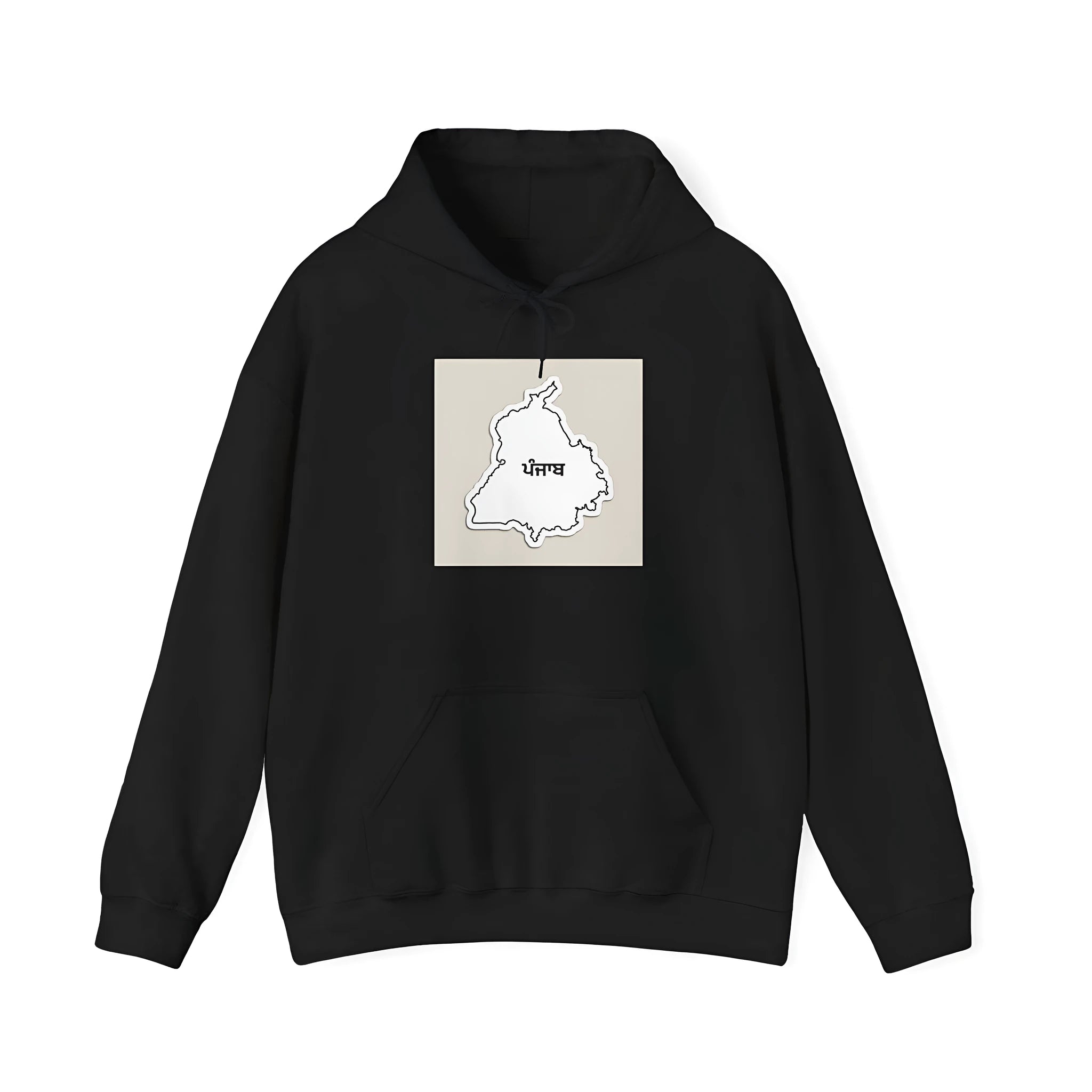 Black drop-shoulder sleeve casual hoodie with kangaroo pocket in loose Japanese Korean style
