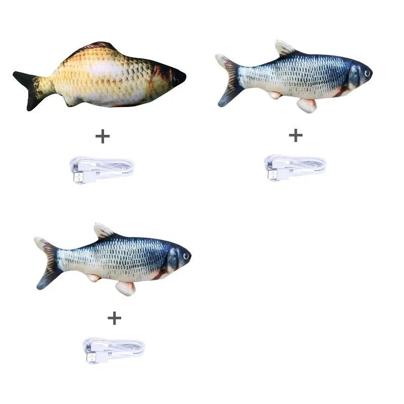 30cm long multicolour electric jumping fish simulation cat toy with USB cable