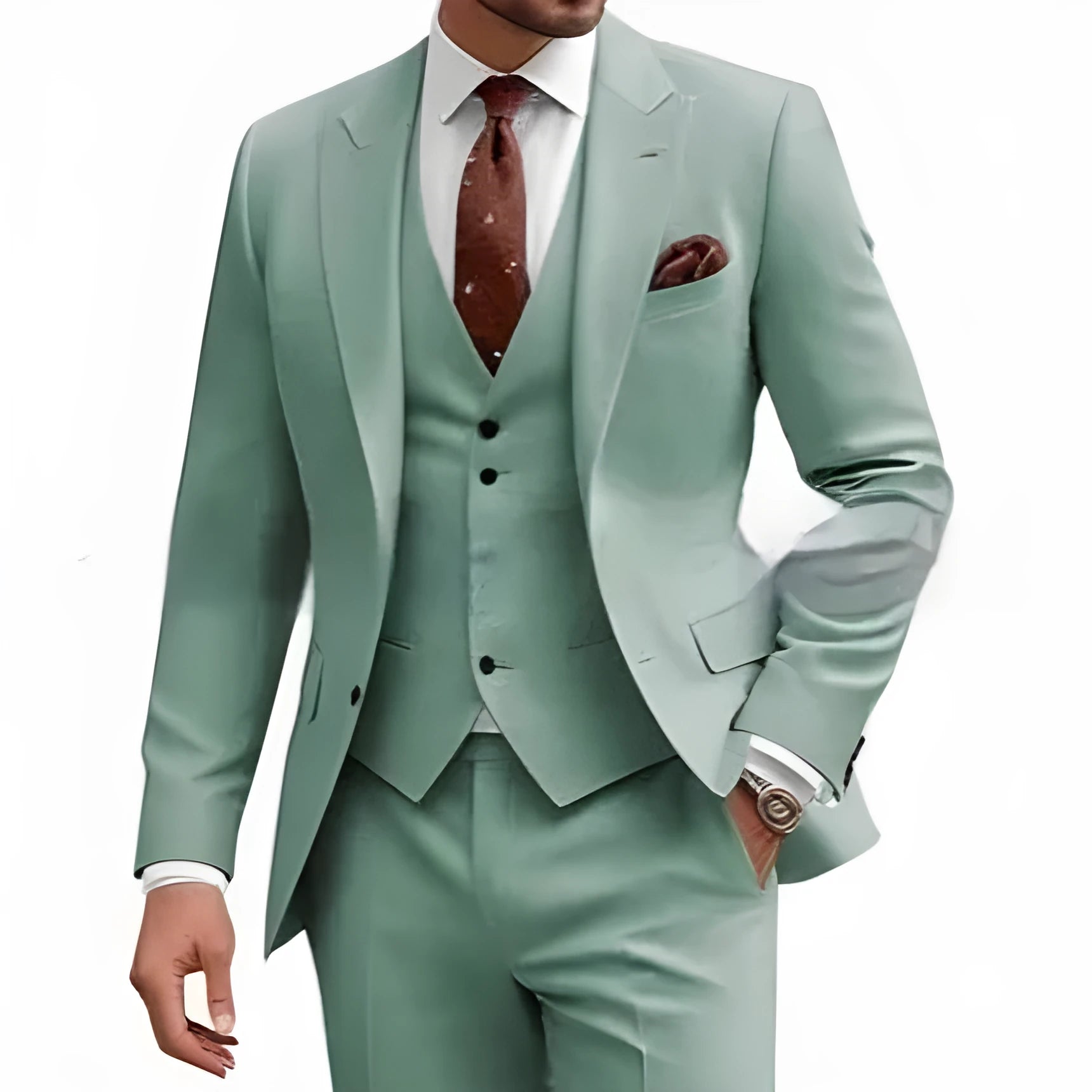 Men's slim fit three-piece suit in chemical fibre blend fabric for formal occasions