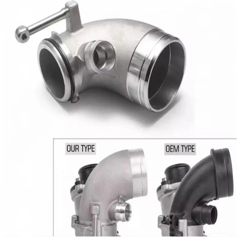 Aluminium alloy 90-degree turbine pipe elbow for automotive lateral engine turbo systems