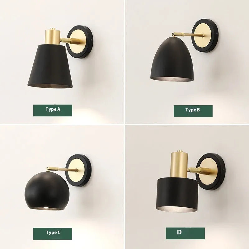 Nordic style iron wall lamp with adjustable lighting options for bedroom or living room