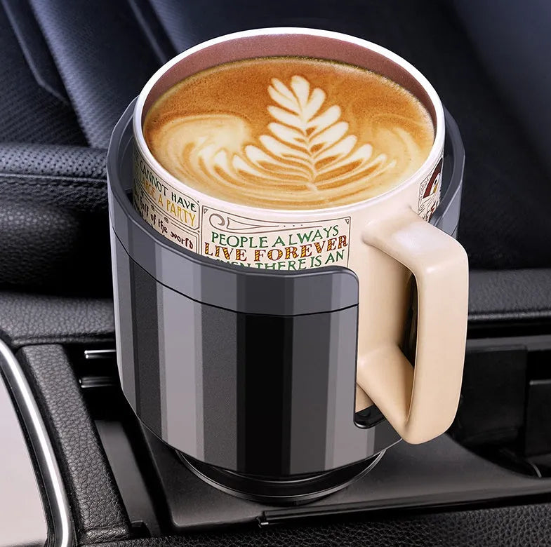 Matte black adjustable car cup holder expander for oversized drink bottles and thermoses