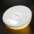 White 10W QI wireless charger with clock display and control buttons