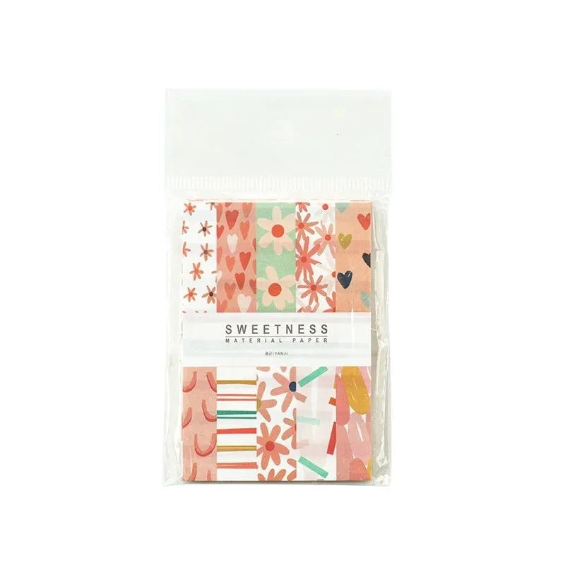 Dessert Supply Series retro collage note paper set showing ten different pastel colours on 56x83mm sheets