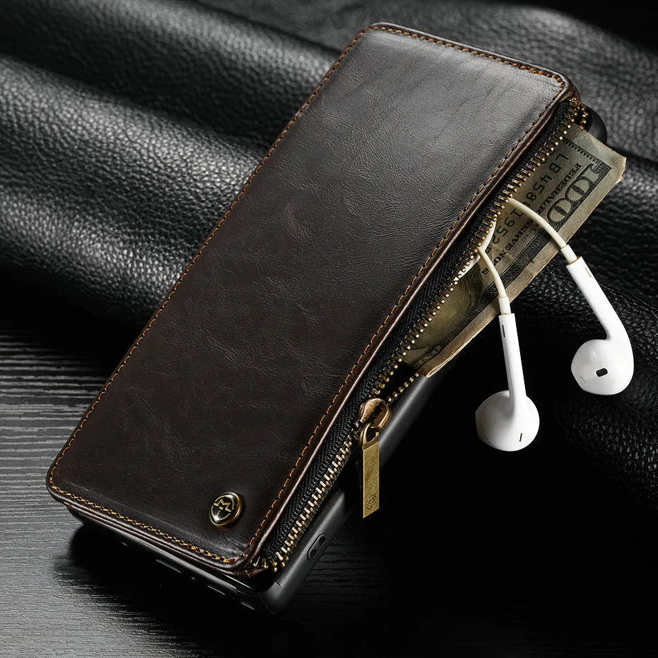 Black PU leather flip phone case for Samsung Note9 showing front cover closed.